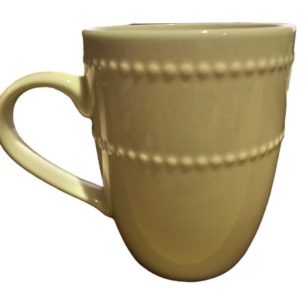 Royal Norfolk Stoneware Coffee Tea Mug Cup White Raised Beaded Texture